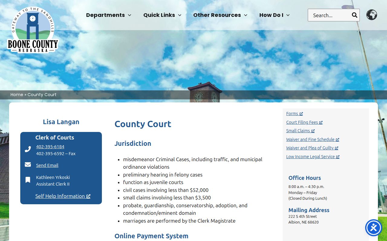 Boone County criminal history court records office
