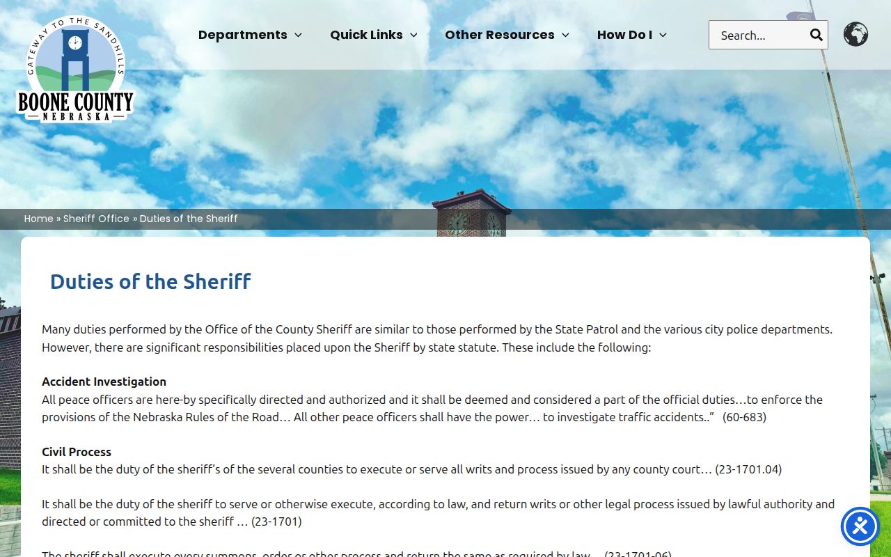 Boone County criminal records sheriff duties