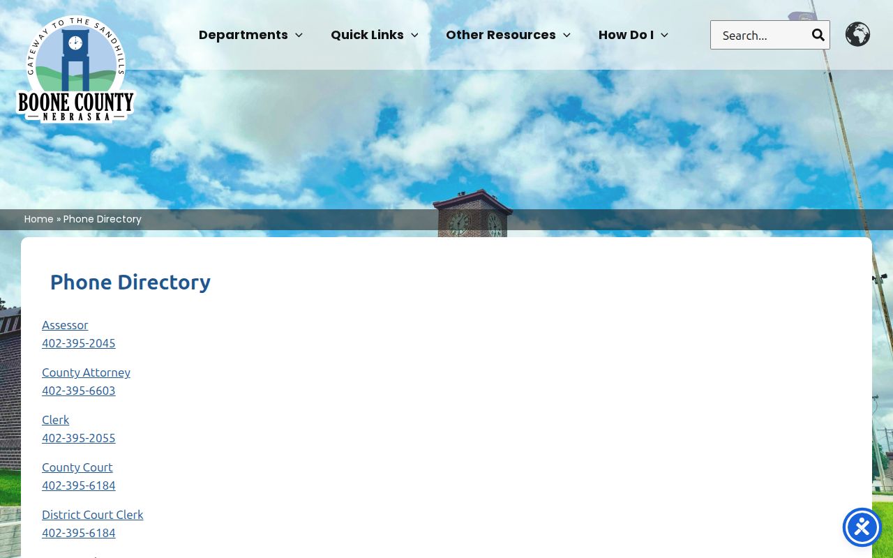 Boone County criminal records office phone directory