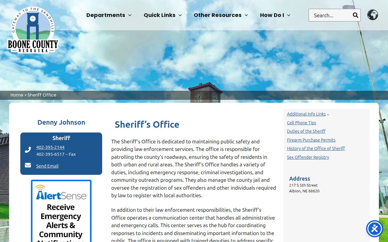 Boone County criminal history sheriff and jail office