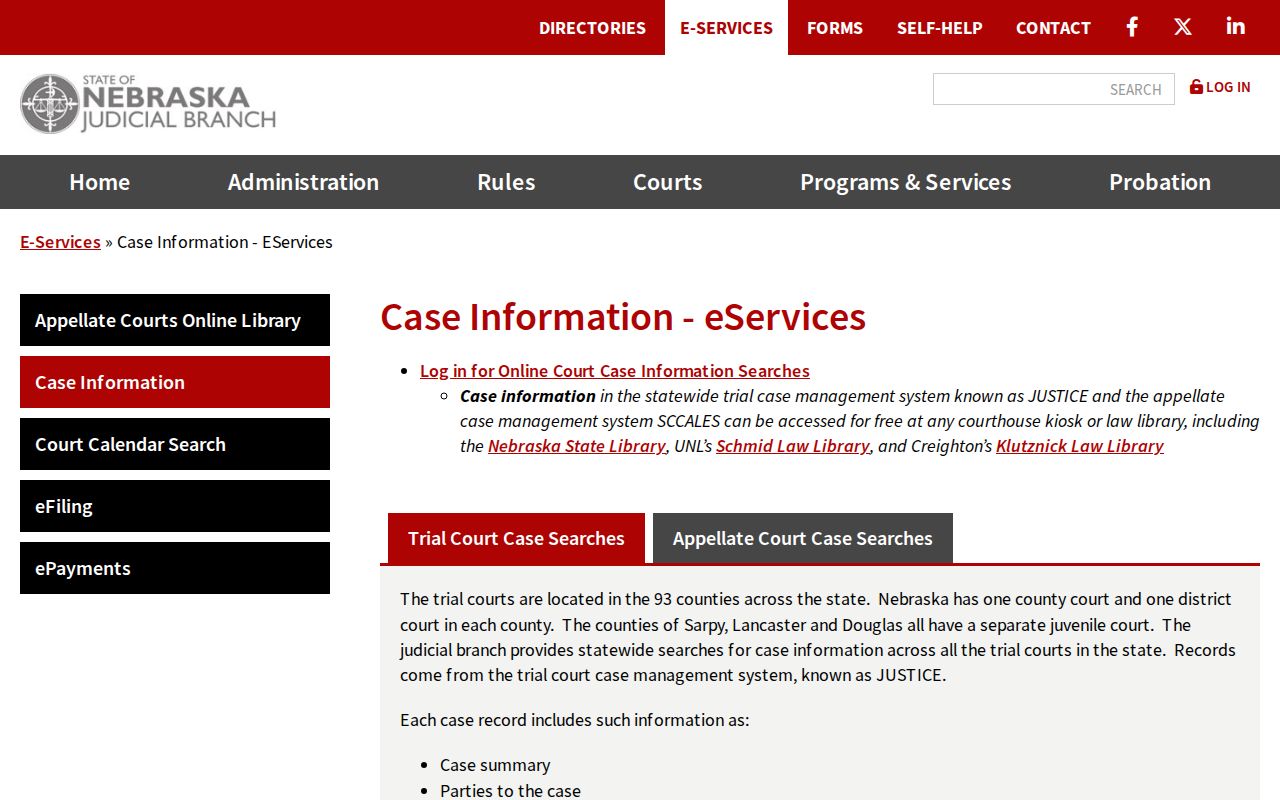 Boone County criminal court case lookup in Nebraska JUSTICE