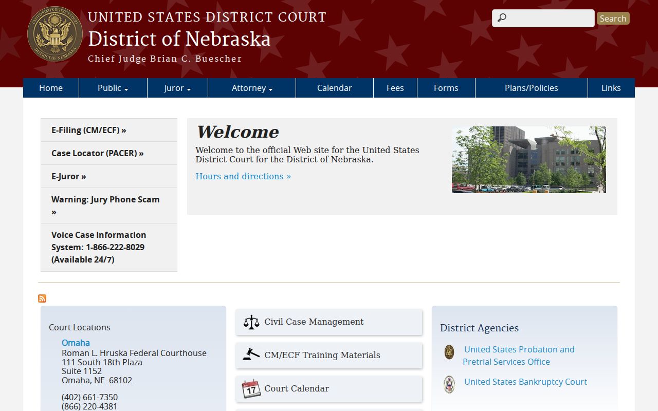 Boone County federal court case records at the District of Nebraska