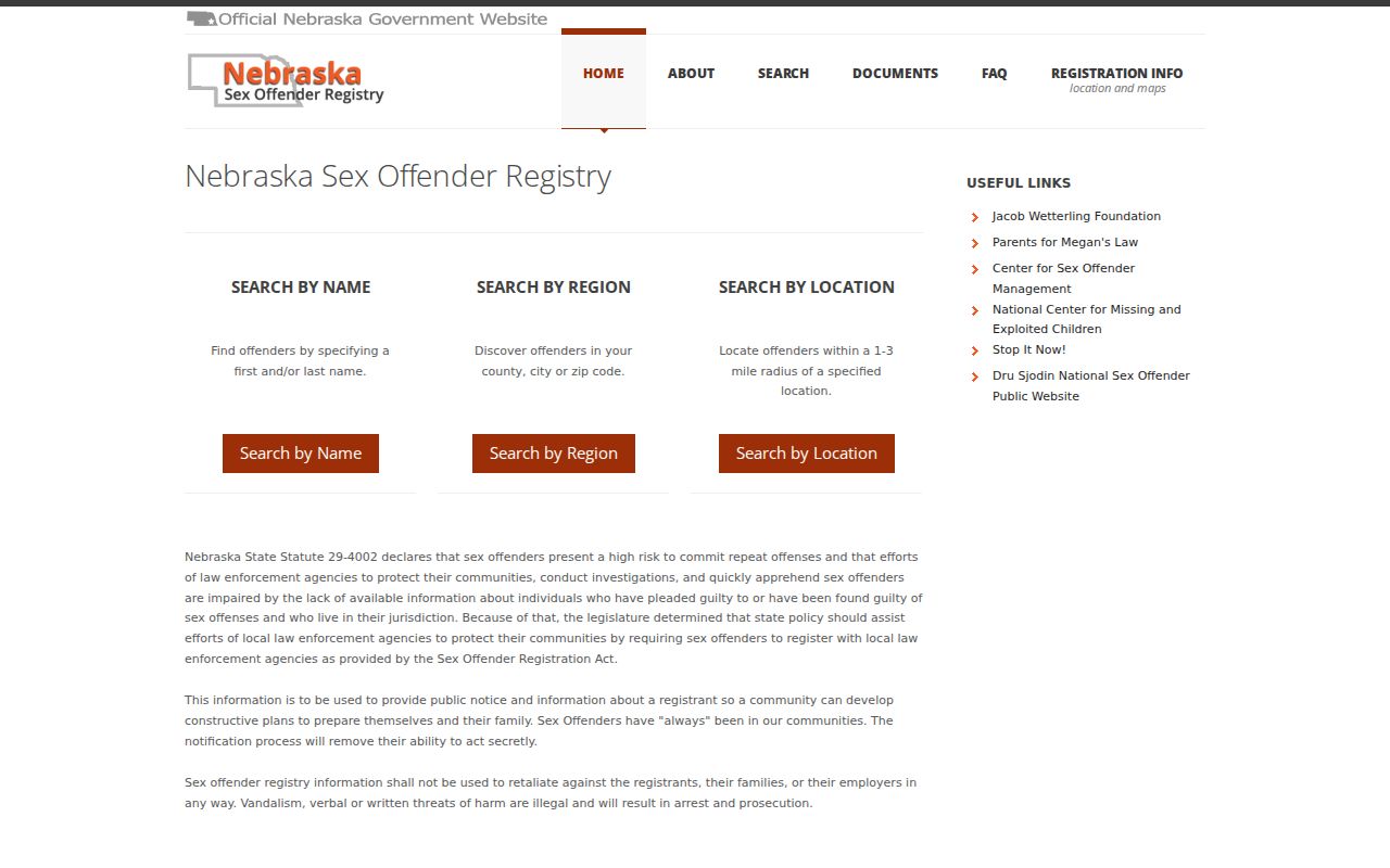 Boone County sex offender lookup options on the Nebraska registry