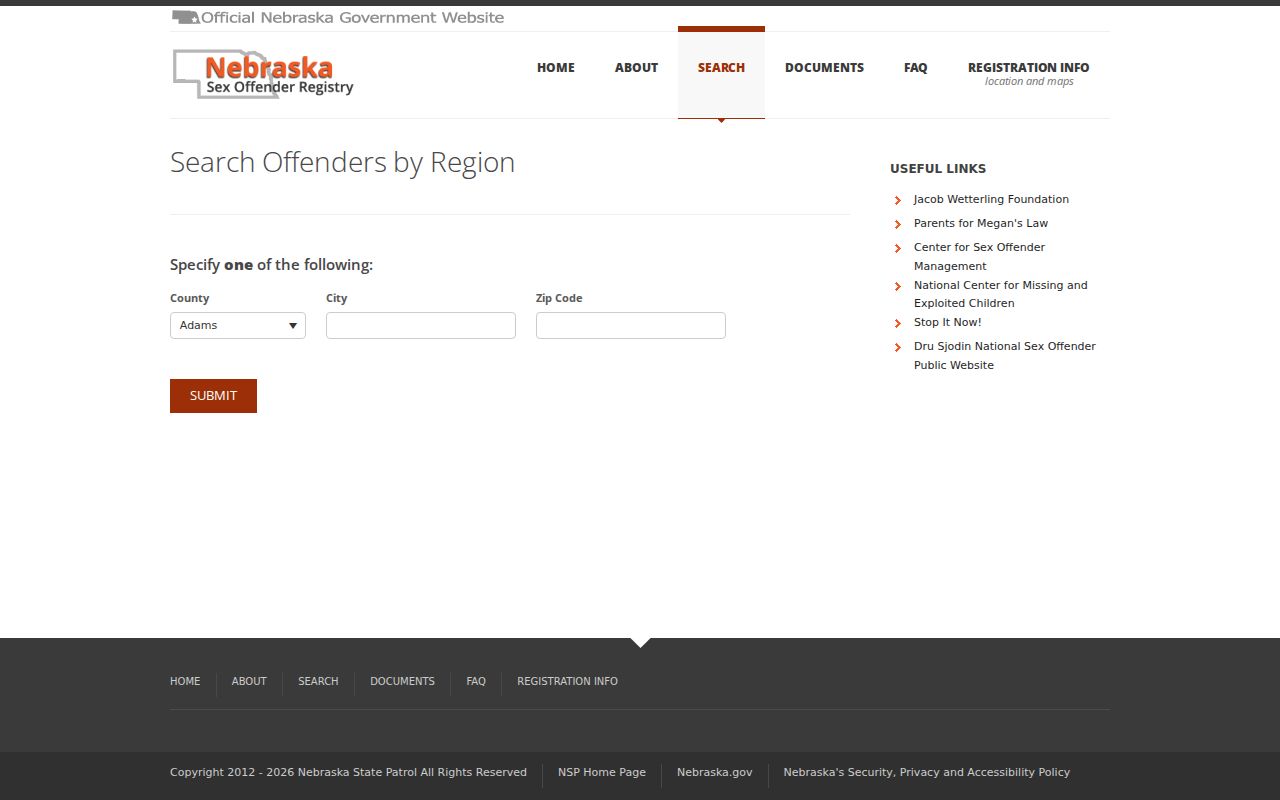 Boone County sex offender registry region search
